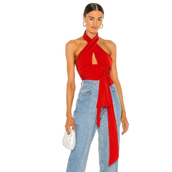 superdown Tops - Superdown Jennifer Wrap Top in Red